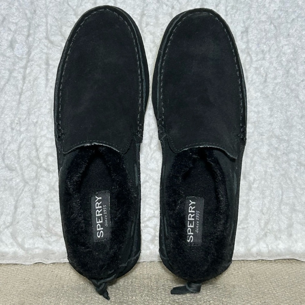 Sperry Womens Black Moc-Sider Suede SlipOn Fleece-Lined Mocassin Shoes SZ 7.5 M - Picture 5 of 11